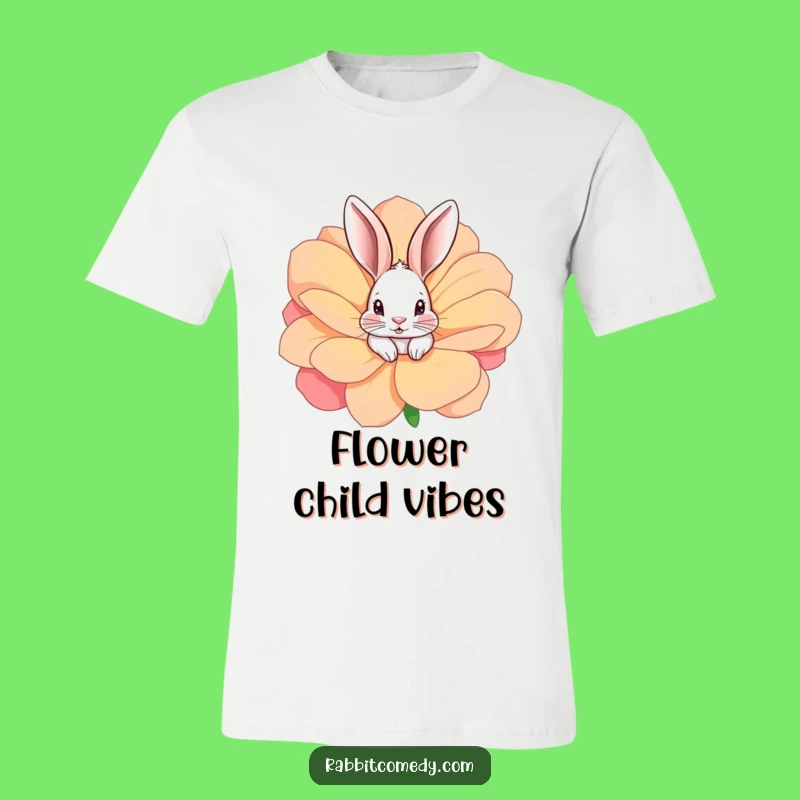 Funny Rabbit Flower Peek T-Shirt: Show Off Your Playful Side Hilariously