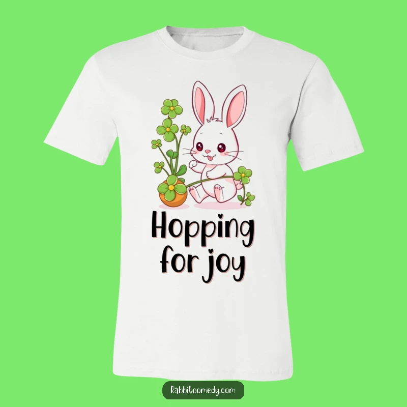 Funny Rabbit Clover Chase T-Shirt: Wear Your Joyful Spirit!