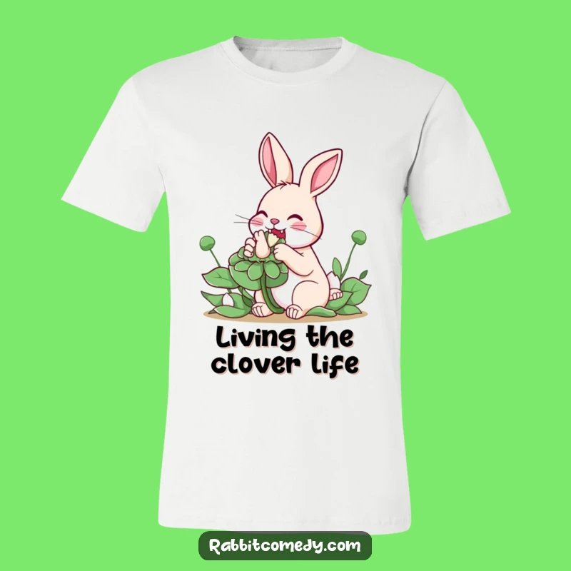 Funny Rabbit Clover T-Shirt - Enthusiastic Nibbling, Perfect Nature Gift!