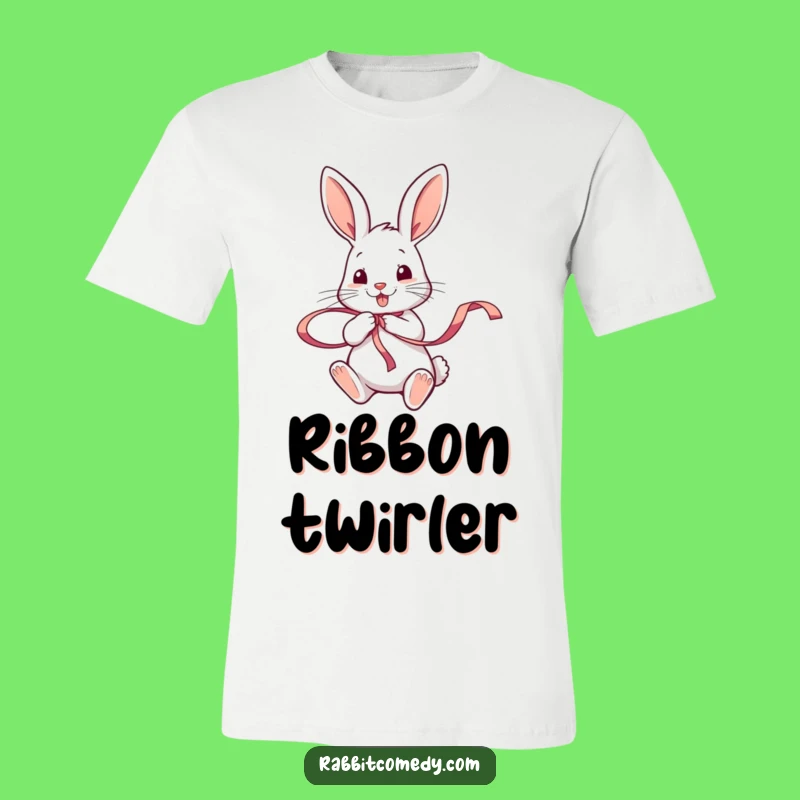Funny Rabbit Ribbon Twirl T-Shirt: Playful Animal Design Gift for Fun