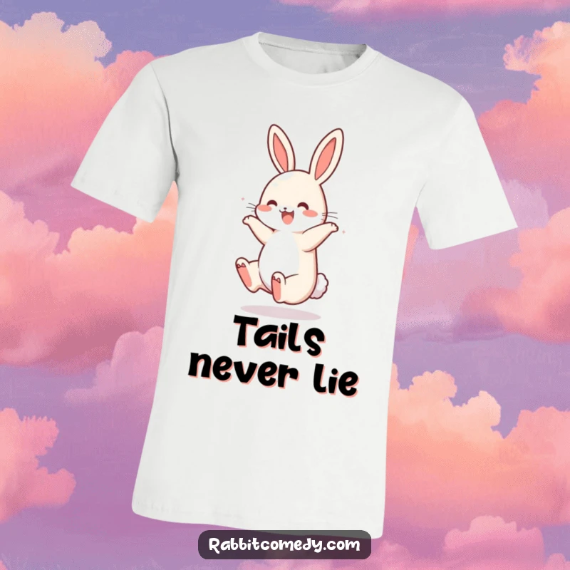 Funny Rabbit Somersault T-Shirt: A rabbit is captured mid-somersault, its tail bouncing energetically, depicting pure, unadulterated joy and movement.