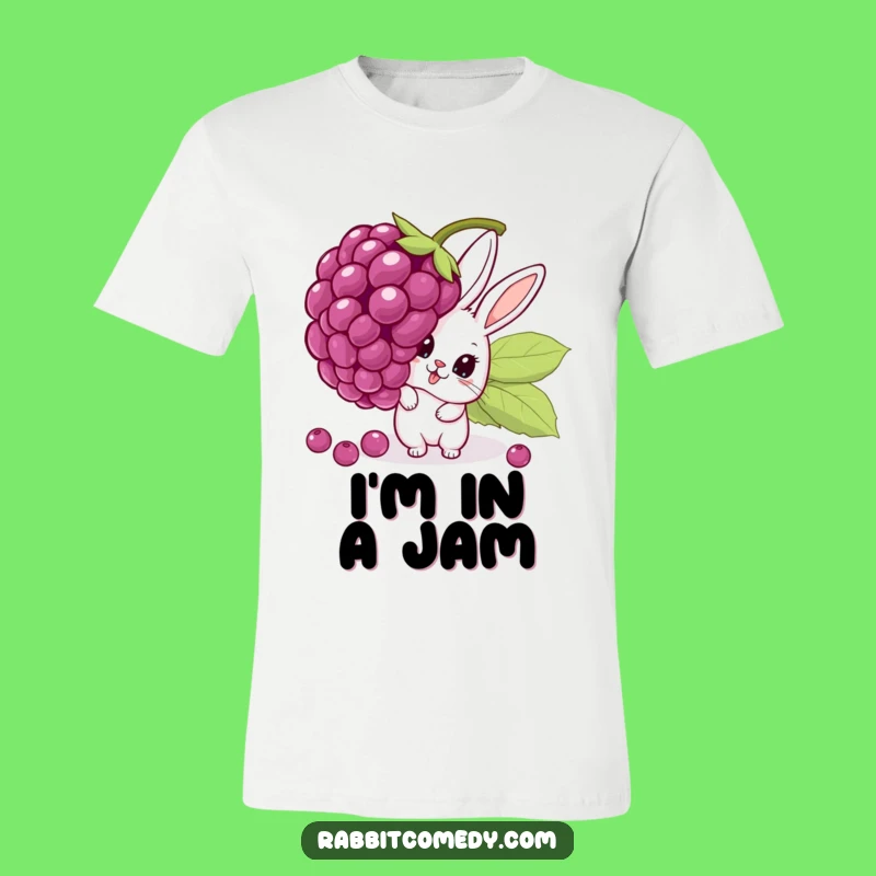Funny Surprise Rabbit T-Shirt: Cute Cartoon Peeking Behind Giant Wobbling Berry Apparel Gift