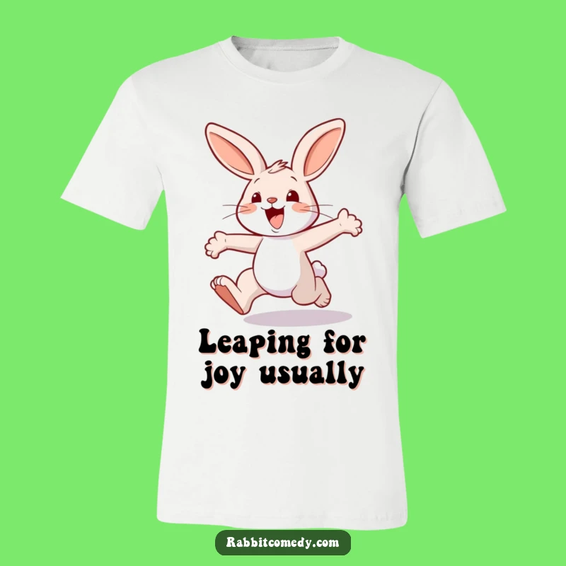 Funny Joyful Rabbit Hopping Tee: Exaggerated Energy & Style