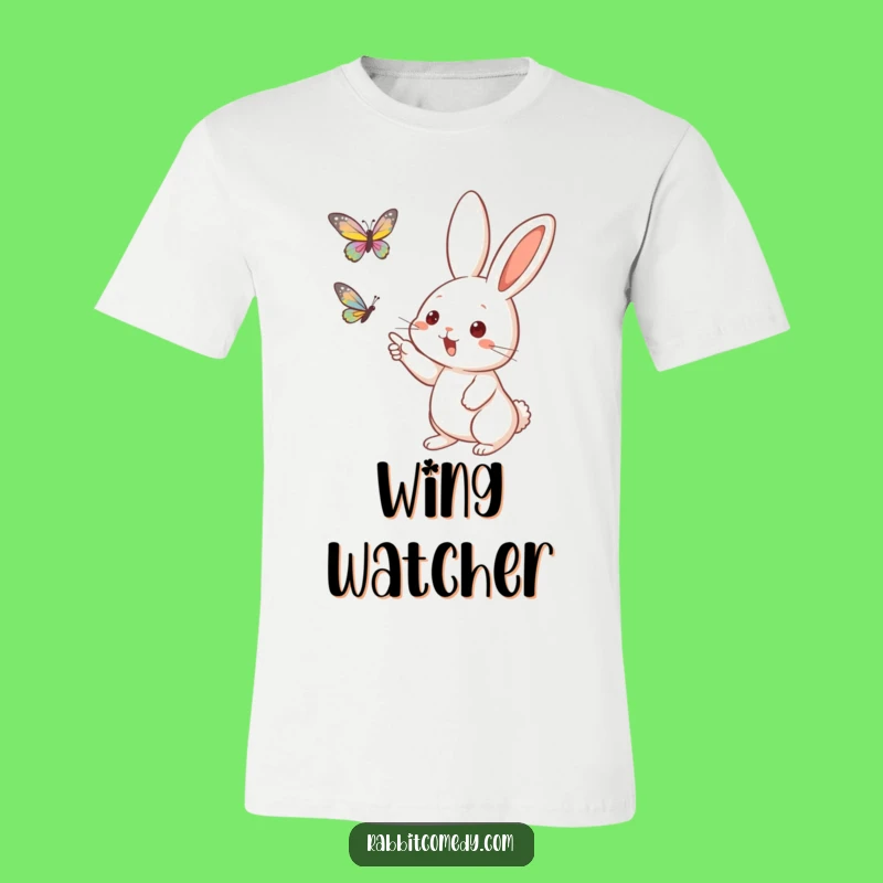 Funny Excited Rabbit Butterfly T-Shirt - Nature Adventure Tee Gift
