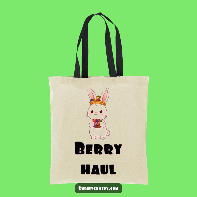 Funny Rabbit Berry Basket Tote Bag: Chic & Whimsical Carryall Gift