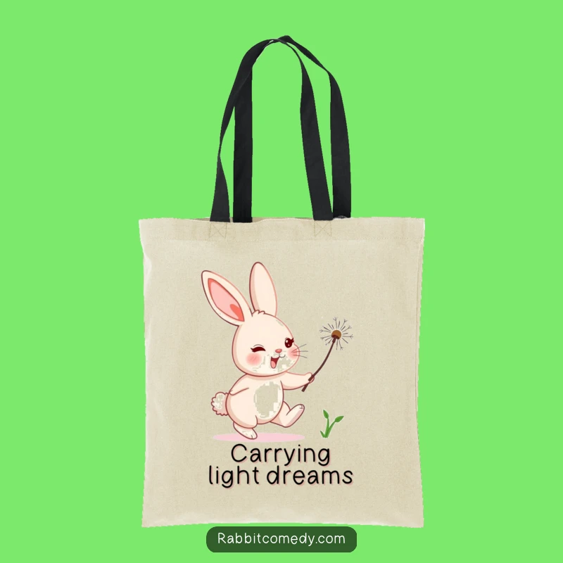 Funny Rabbit Dandelion Tote Bag: Carry Your Dreams Hilariously!