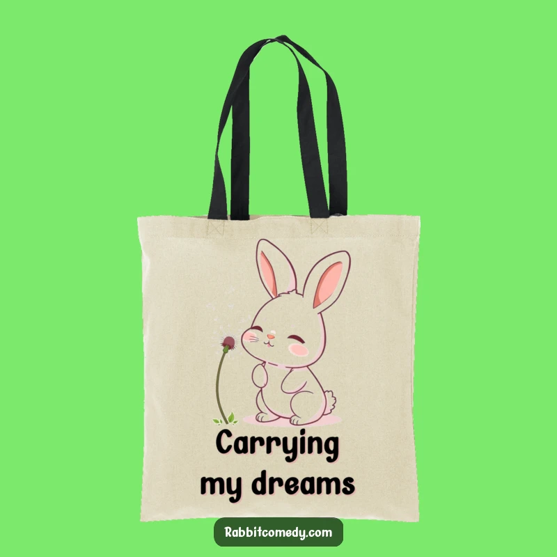 Funny Rabbit Dandelion Tote Bag - Whimsical Bunny Accessory, Perfect Humorous Gift!