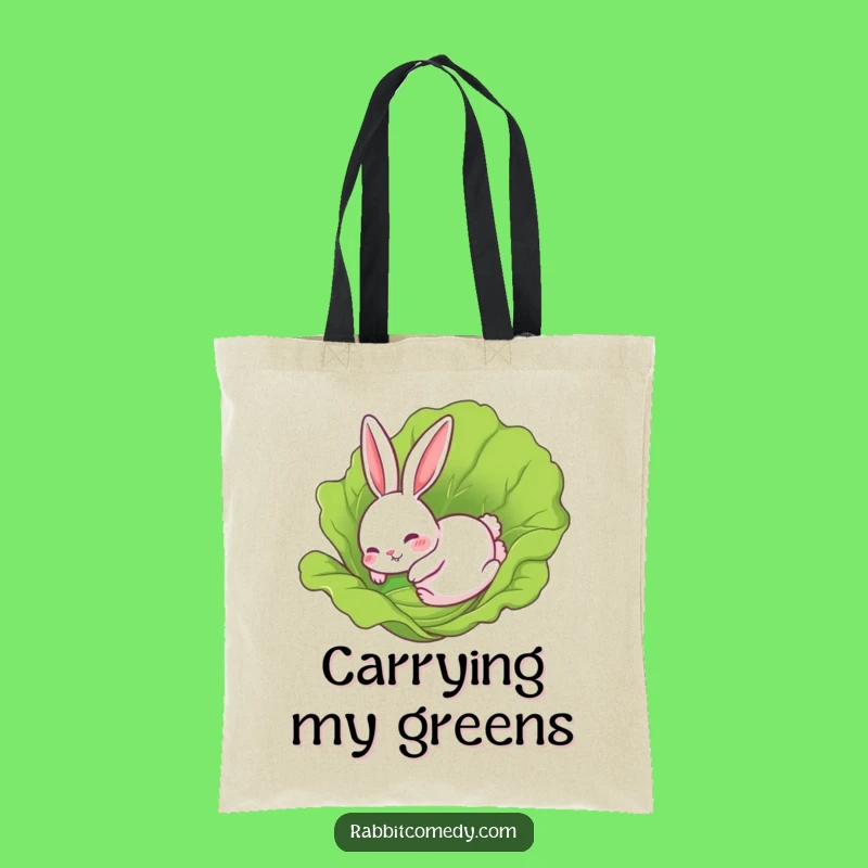 Funny Rabbit Lettuce Slide Tote Bag: Chic & Comical Cute Rabbit Carry-all