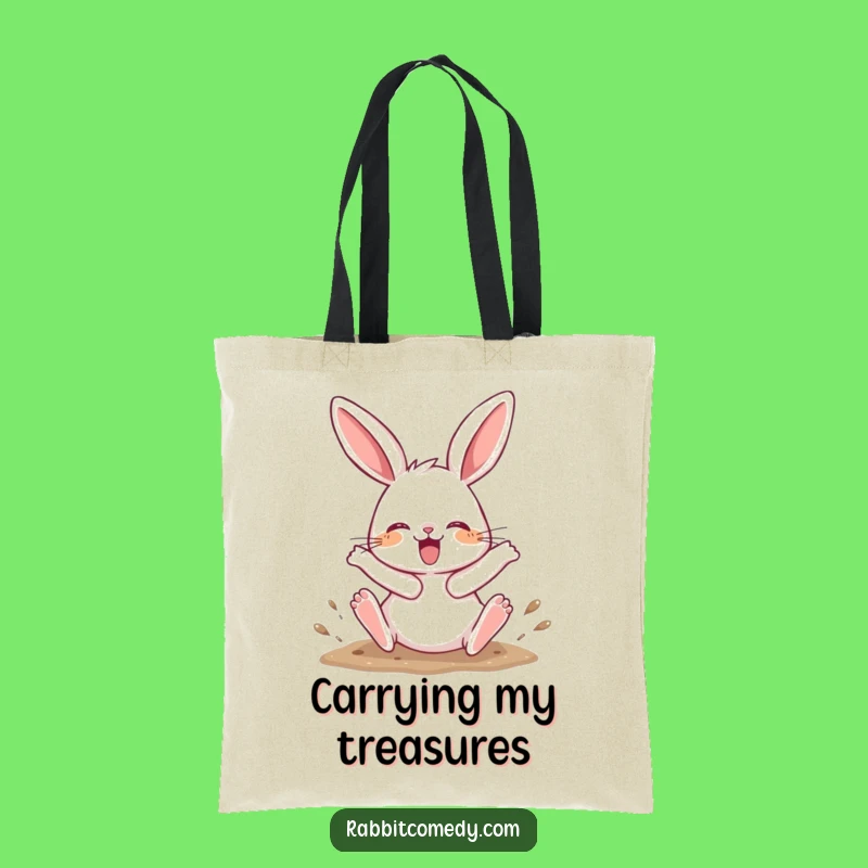 Funny Joyful Digging Rabbit Tote Bag: Spacious and Energetic Carry-All