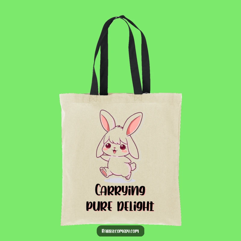 Funny Rabbit Tote Bag: Floppy Ears Happy Hop - Cute & Practical Funny Gift!