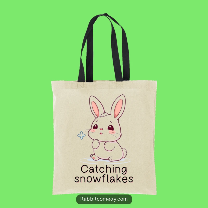 Funny Snowflake Rabbit Tote Bag: Carry Winter's Joy Everywhere