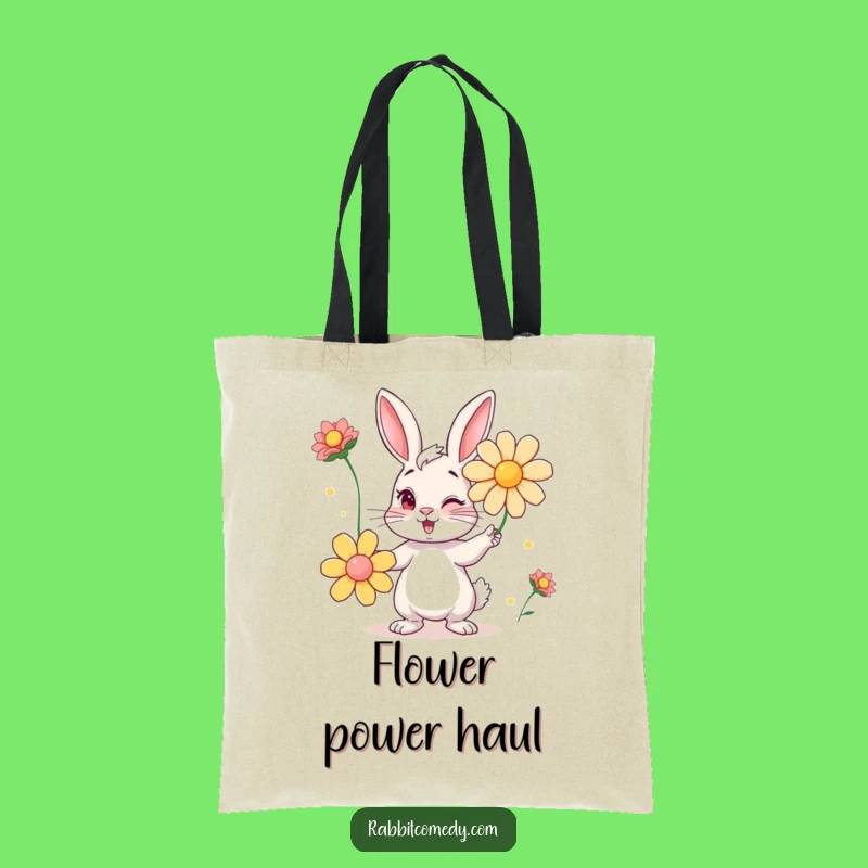 Funny Winking Rabbit Flower Juggling Tote Bag: Stylish Accessory and Hilarious Gift