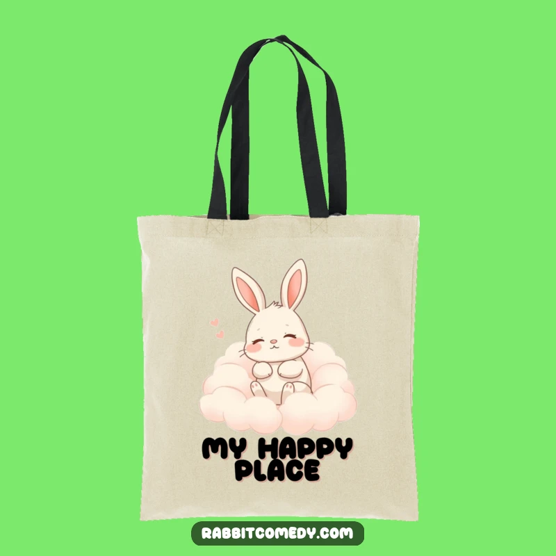 Funny Contented Rabbit Cloud Sigh Tote Bag - Carry Your Calm Humor!