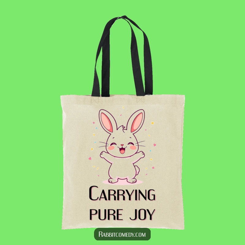 Funny Happy Rabbit Binky Tote Bag: Carry Your Celebration Everywhere!