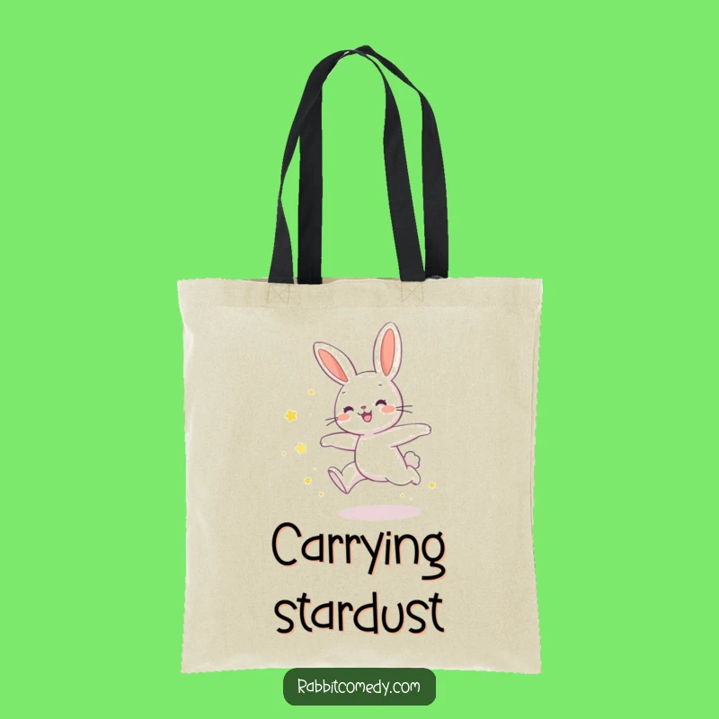 Funny Joyful Rabbit Star Dust Leap Tote Bag - Carry Your Magical Humor!