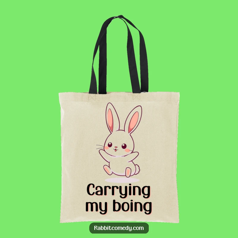 Funny Kawaii Rabbit Boinging Tote Bag - Bouncy Accessory, Gift