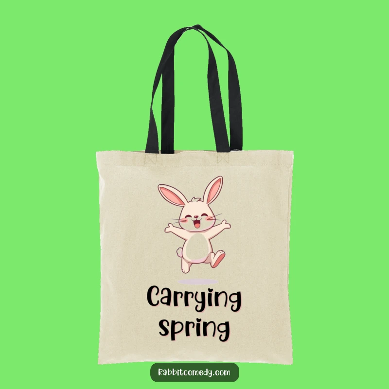 Funny Rabbit Hopping Tote Bag - Carry Your Joyful Leaps