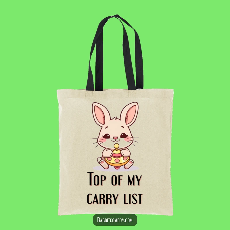 Funny Rabbit Tote Bag: Silly Animal Spinning Top, Practical & Hilarious Carry-All Gift!