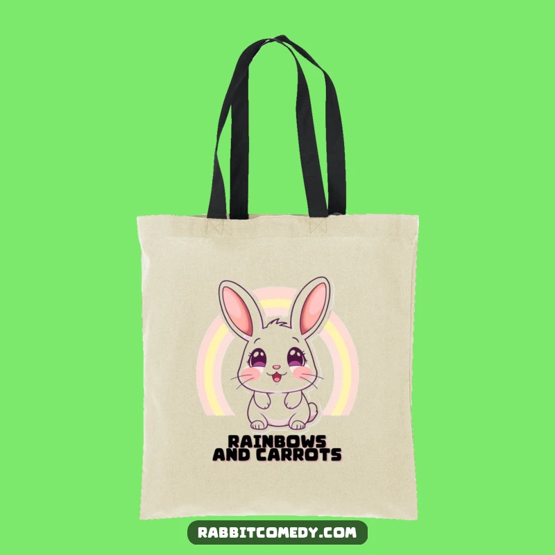 Funny Rabbit Rainbow Tote Bag: Amazed Eyes See Magic, Carry Your Joy